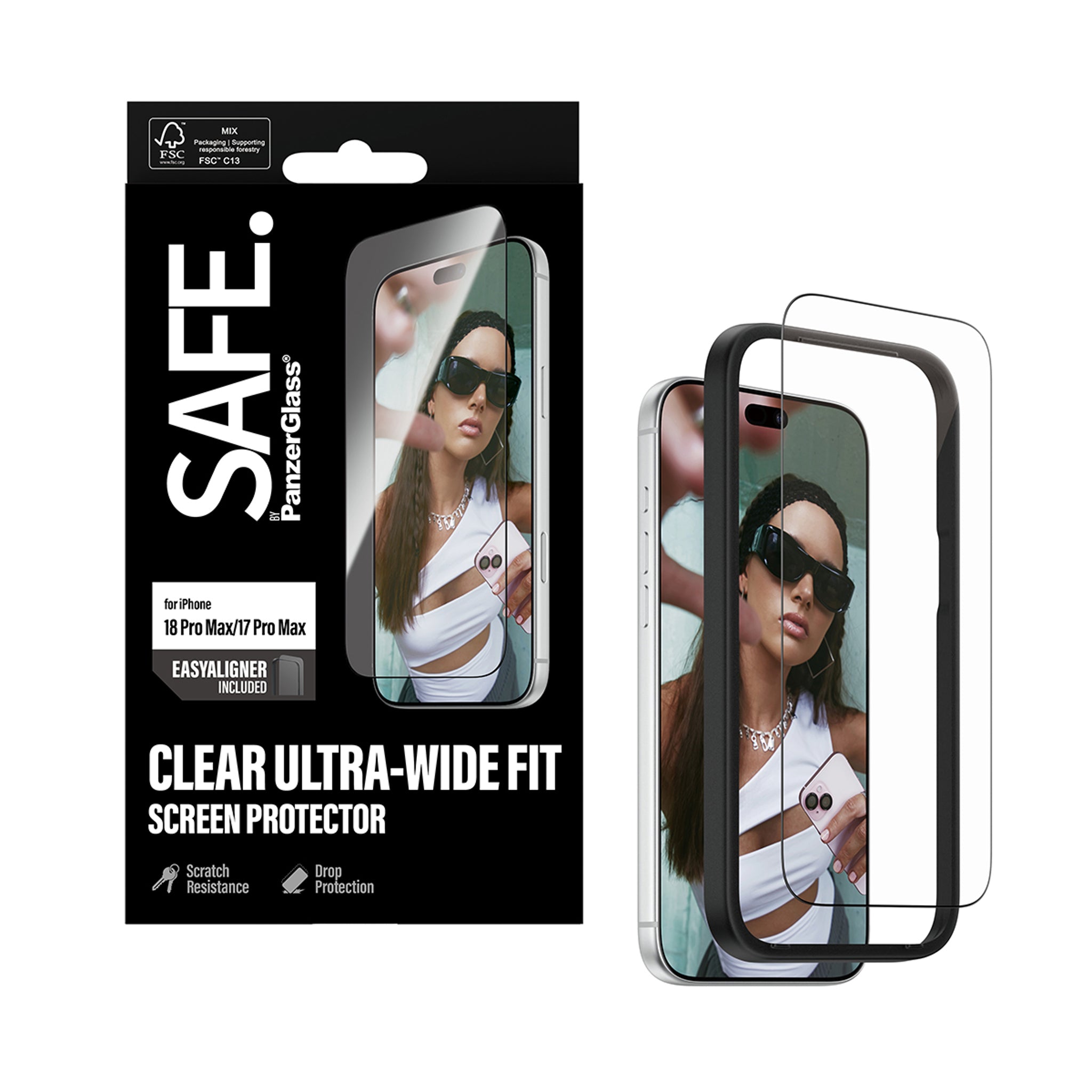 SAFE. by PanzerGlass® Screen Protector iPhone 18 Pro Max | 17 Pro Max | Ultra-Wide Fit m. EasyAligner